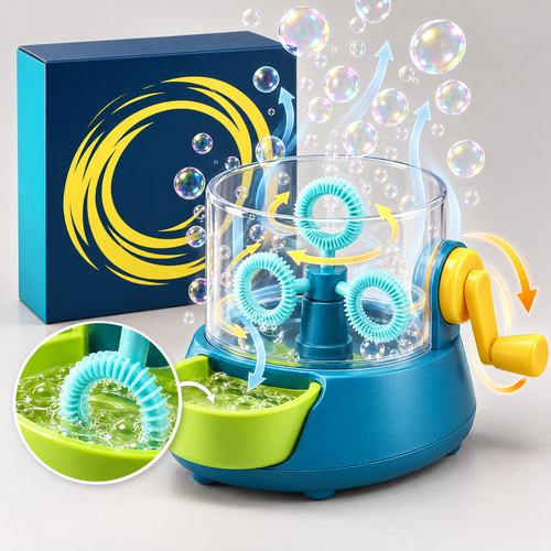 Hand-Crank Bubble Machine – Endless Bubble Fun, No Batteries Needed