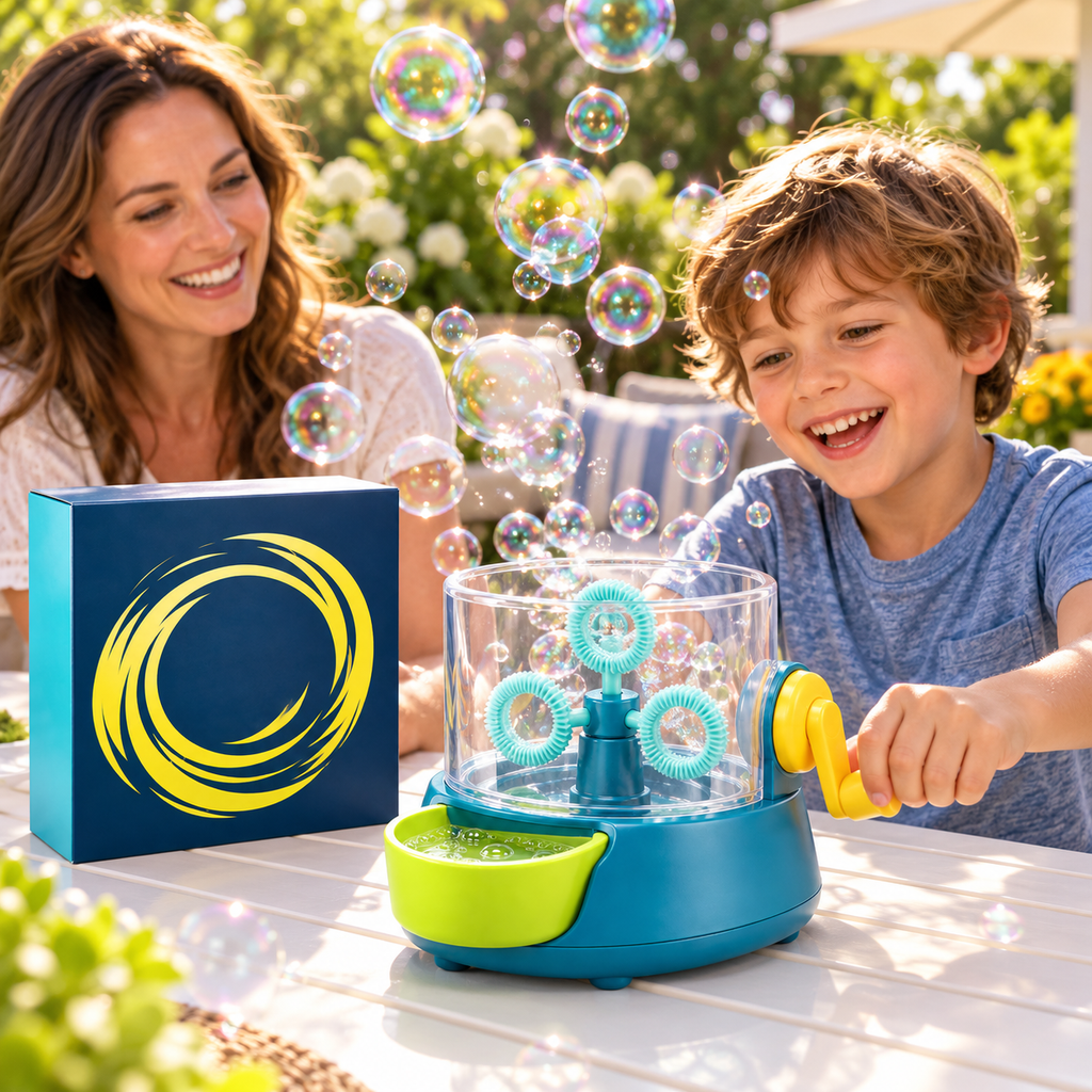 Hand-Crank Bubble Machine – Endless Bubble Fun, No Batteries Needed